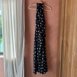 Zara Black Maxi Dress with White Polka Dots